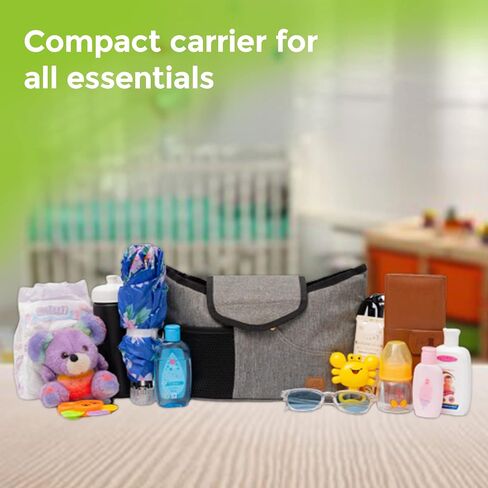 Stroller Organizer, Large Capacity Stroller Caddy with 600D Durable Fabric, Stroller Organizer with Cup Holder and Shoulder Strap for Carrying Diapers, Keys and Accessories (12.9 x 4.7 x 7.87 Inch) in Saudi Arabia