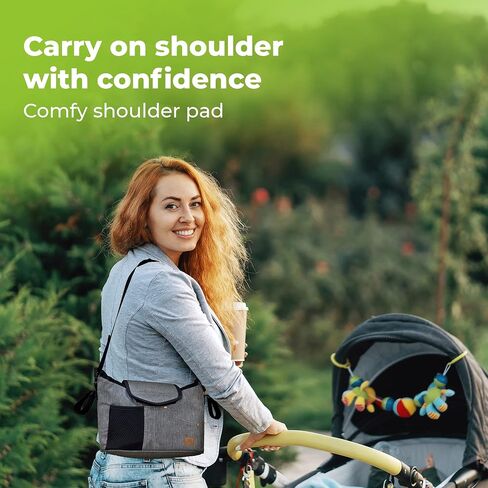 Stroller Organizer, Large Capacity Stroller Caddy with 600D Durable Fabric, Stroller Organizer with Cup Holder and Shoulder Strap for Carrying Diapers, Keys and Accessories (12.9 x 4.7 x 7.87 Inch) in Saudi Arabia
