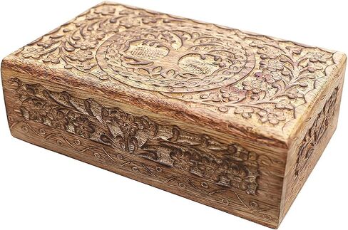 ARTISENIA Father's Day Gifts Tree of Life Mango Wood Keepsake Box Jewellery with Inner Velvet Chest Organizer Tarot Card Decks Unique Gift Ideas for Women Small in Saudi Arabia