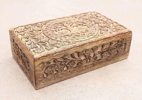 ARTISENIA Father's Day Gifts Tree of Life Mango Wood Keepsake Box Jewellery with Inner Velvet Chest Organizer Tarot Card Decks Unique Gift Ideas for Women Small in Saudi Arabia