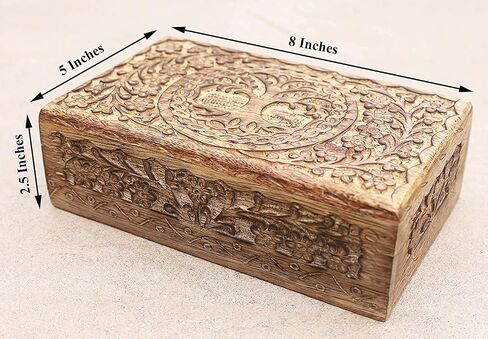 ARTISENIA Father's Day Gifts Tree of Life Mango Wood Keepsake Box Jewellery with Inner Velvet Chest Organizer Tarot Card Decks Unique Gift Ideas for Women Small in Saudi Arabia