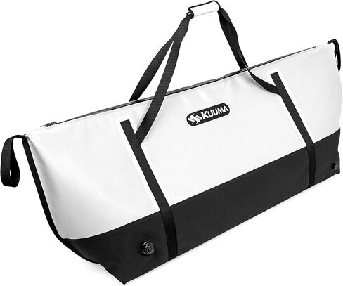 Kuuma Heavy Duty 240 Quart Insulated Fish Bag with Drain Plug - Keeps Your Fish Cool and Fresh (50186), White/Black in Kuwait