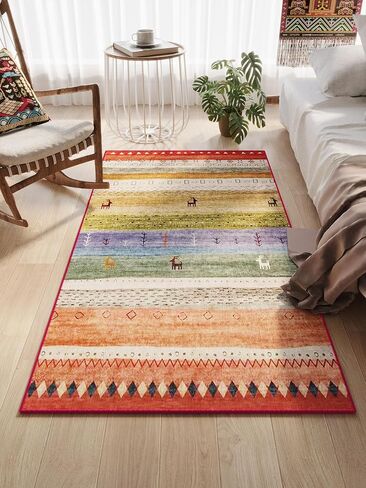 jewement Cute Rainbow Rugs Constellation Bath Mat Colorful Boho Handmade Area Rug - Perfect for Bathroom, Bedrooms, Living Rooms, Outdoors & Entryways (23.6 * 35.5in) in Saudi Arabia