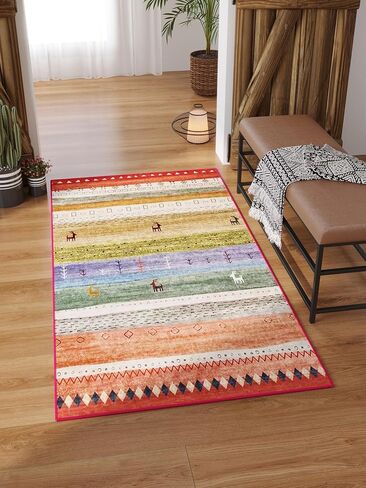 jewement Cute Rainbow Rugs Constellation Bath Mat Colorful Boho Handmade Area Rug - Perfect for Bathroom, Bedrooms, Living Rooms, Outdoors & Entryways (23.6 * 35.5in) in Saudi Arabia