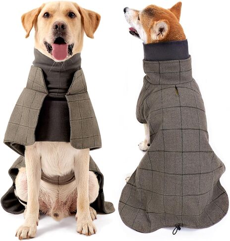 Dotoner Warm Dog Coat Windproof Dog Suit British Style Dog Jacket Dog Winter Coat with High Collar Large Dog Clothes Thickened Dog Coat Cold Weather Coats for Small Medium Large Dogs in Kuwait