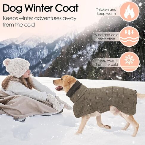 Dotoner Warm Dog Coat Windproof Dog Suit British Style Dog Jacket Dog Winter Coat with High Collar Large Dog Clothes Thickened Dog Coat Cold Weather Coats for Small Medium Large Dogs in Kuwait