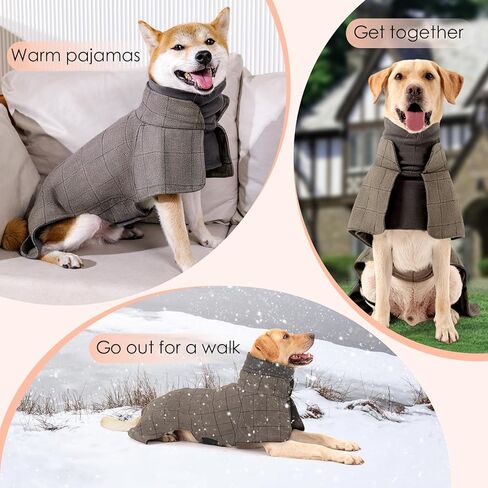 Dotoner Warm Dog Coat Windproof Dog Suit British Style Dog Jacket Dog Winter Coat with High Collar Large Dog Clothes Thickened Dog Coat Cold Weather Coats for Small Medium Large Dogs in Kuwait