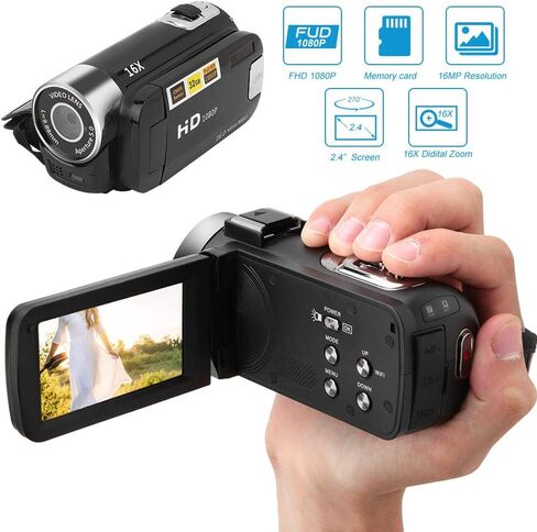 DH-90 Video Camera Camcorder, Digital Camera Recorder, 16X Digital Zoom 2.4 Inch Colourful Display Screen Full HD1080P 270 Degree Rotation in Saudi Arabia