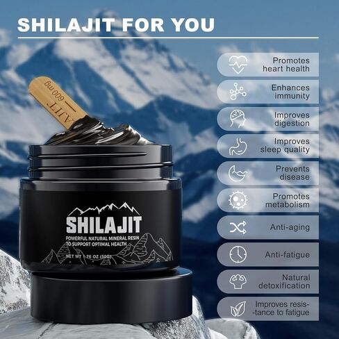 Suiyilary Shilajit الراتنج الغني، 100% مكمل شيلاجيت، 85+ أثر من المعادن، 600 مجم أقصى فعالية من الدرجة الذهبية شيلاجيت نقي من الهيمالايا للطاقة، دعم المناعة، 50 جرام in Kuwait