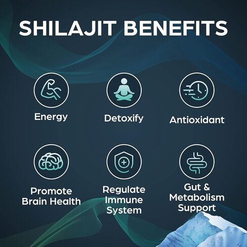 Suiyilary Shilajit الراتنج الغني، 100% مكمل شيلاجيت، 85+ أثر من المعادن، 600 مجم أقصى فعالية من الدرجة الذهبية شيلاجيت نقي من الهيمالايا للطاقة، دعم المناعة، 50 جرام in Kuwait