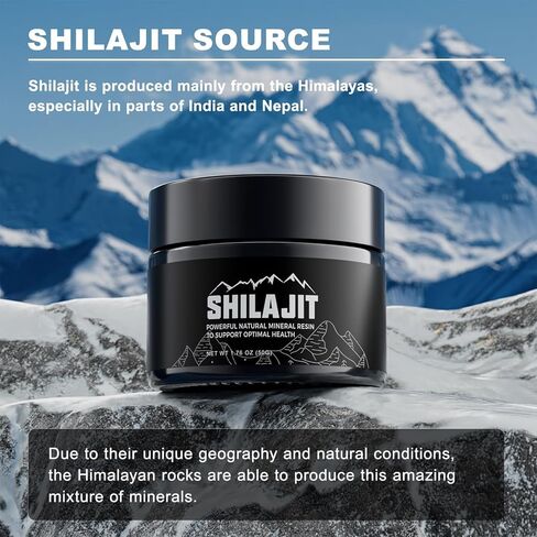 Suiyilary Shilajit الراتنج الغني، 100% مكمل شيلاجيت، 85+ أثر من المعادن، 600 مجم أقصى فعالية من الدرجة الذهبية شيلاجيت نقي من الهيمالايا للطاقة، دعم المناعة، 50 جرام in Kuwait