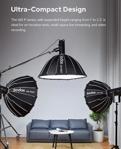 Godox QR-P120T 47" Quick Release Parabolic Softbox for Godox SL60II SL150III FV150II AD300PRO AD400PRO AD600BM SZ300R VL300 UL150II ML60 Other Bowen Mount Studio Flash Speedlite in Saudi Arabia
