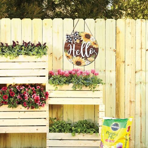 CHDITB ديكور عباد الشمس مرحبا ترحيب الخشب الجدار شنقا علامة (12''x12'')، علامة ترحيب عباد الشمس الملونة للباب الأمامي، جولة عباد الشمس مرحبا معلقة للمنزل مكتب المطبخ حديقة المزرعة in Kuwait