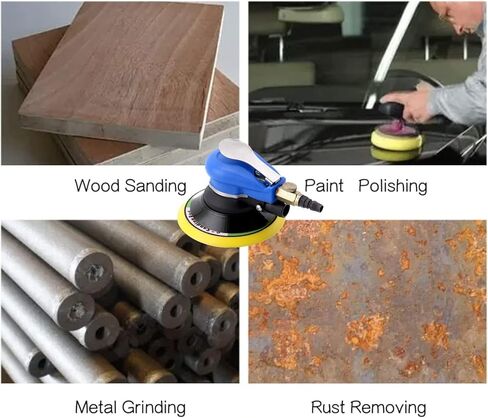 ماكينة سنفرة مدارية مقاس 5 بوصات، ماكينة سنفرة النخيل، ماكينة سنفرة يدوية، ماكينة سنفرة الهواء Zikepa مع وسادة خطاف وحلقة + موصل سريع 1/4 NPT لتلميع المعادن بالشمع وطحن النجارة in Kuwait