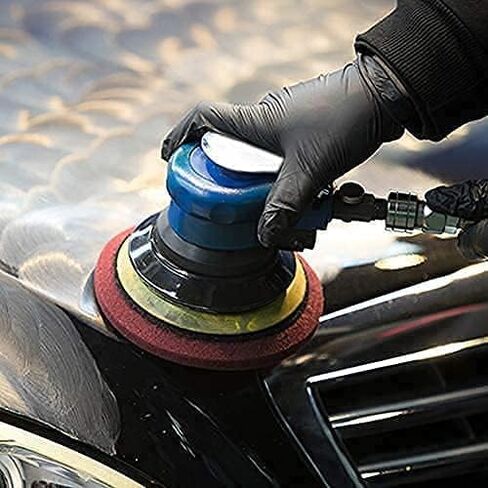 ماكينة سنفرة مدارية مقاس 5 بوصات، ماكينة سنفرة النخيل، ماكينة سنفرة يدوية، ماكينة سنفرة الهواء Zikepa مع وسادة خطاف وحلقة + موصل سريع 1/4 NPT لتلميع المعادن بالشمع وطحن النجارة in Kuwait