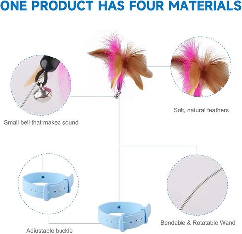 Cat Feather Toy, Cat Collar Toy with Feathers and Bell, cat Wand Toys for Indoor Cats to Grip Multipurpose Relief Pressure Playing Interactive in Saudi Arabia