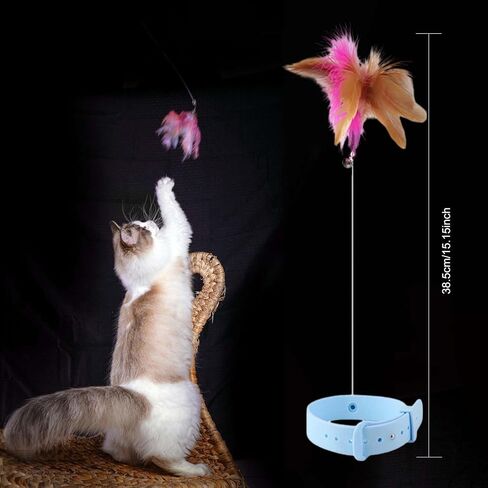 Cat Feather Toy, Cat Collar Toy with Feathers and Bell, cat Wand Toys for Indoor Cats to Grip Multipurpose Relief Pressure Playing Interactive in Saudi Arabia
