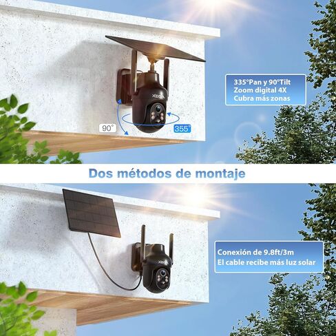 Xega WiFi Solar Security Camera, HD PTZ Wireless Outdoor IP Camera Surveillance Rechargeable Battery with Solar Panel, IR Night Vision, 2-Way Audio, PIR Motion Detection, IP66 Waterproof, 2.4GHz in Saudi Arabia