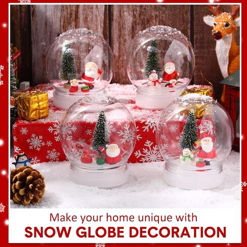 Xinnun 48 Pcs 3.9 Inch Christmas Plastic Snow Globes Kit Including16 Artificial Mini Christmas Trees 16 Mini Resin Christmas Ornaments 16 DIY Snow Globe with Screw off Cap Miniature Pendant Decoration in Kuwait