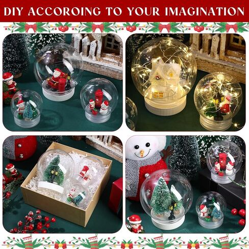 6 قطع من كرة الثلج DIY من كاسيات، كرات كبيرة من البلاستيك الشفاف مع غطاء لولبي وثلج مزيف للحرف اليدوية لتزيين عيد الميلاد (حجم متنوع) in Kuwait