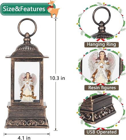كرة ثلج عيد الميلاد، كرة ثلج ملائكة مضاءة مع الموسيقى، فانوس زينة عيد الميلاد الموسيقي الذي يعمل باليو اس بي والبطارية، هدية ديكور عيد الميلاد in Kuwait