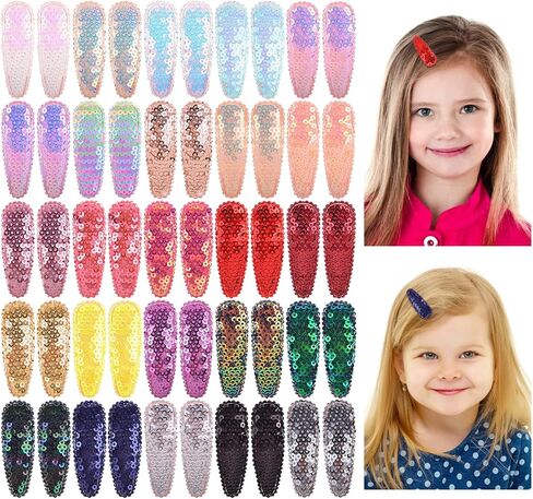 العنوان: مشابك شعر انزوني 50 قطعة 25 لونًا في أزواج لامعة لامعة من الترتر مشابك الشعر اكسسوارات DIY للأطفال البنات الصغار والمراهقين in Kuwait