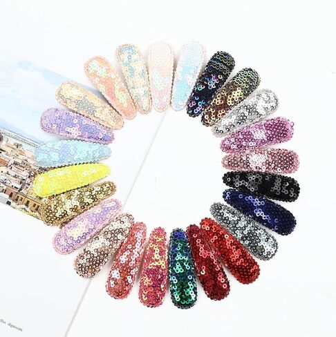 العنوان: مشابك شعر انزوني 50 قطعة 25 لونًا في أزواج لامعة لامعة من الترتر مشابك الشعر اكسسوارات DIY للأطفال البنات الصغار والمراهقين in Kuwait