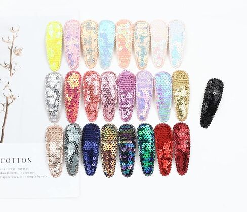 العنوان: مشابك شعر انزوني 50 قطعة 25 لونًا في أزواج لامعة لامعة من الترتر مشابك الشعر اكسسوارات DIY للأطفال البنات الصغار والمراهقين in Kuwait