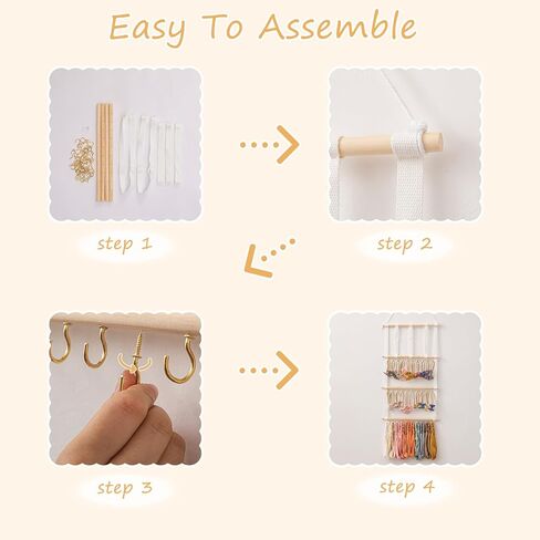 حامل القوس المنظم للشعر من HBselect 4 صفوف للفتيات فيونكات الشعر المعلقة وحامل عصابة رأس الطفل منظم القوس الخشبي مناسب للجدار أو الغرفة أو الباب أو الخزانة (شريط أبيض) in Kuwait