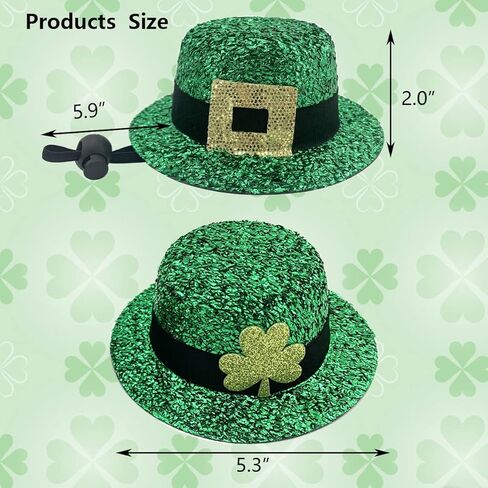 Vehomy 4Pcs Dog Saint Patricks Day Hat Bandana Accessories Green Paillette Dog Hat with Shamrock Decor Reversible Pet St. Patrick's Day Bandana Triangle Scarf with Clover Pattern for Dog Cat in Saudi Arabia
