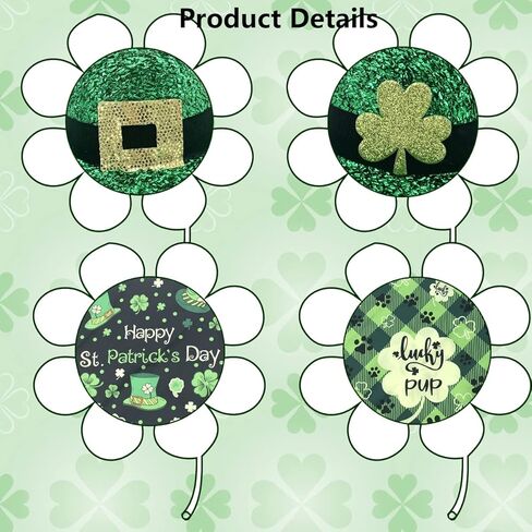 Vehomy 4Pcs Dog Saint Patricks Day Hat Bandana Accessories Green Paillette Dog Hat with Shamrock Decor Reversible Pet St. Patrick's Day Bandana Triangle Scarf with Clover Pattern for Dog Cat in Saudi Arabia
