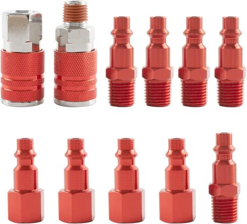 اكس انش اس بي تركيبات خرطوم الهواء، 12 قطعة ملحقات ضاغط الهواء، 1/4 انش ان بي تي سريعة التوصيل ومجموعة التوصيل، نوع I/M - نوع صناعي عالمي AMT in Kuwait