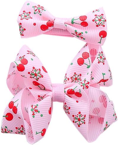 Baby Girls Pink Strawberry Hair Bow Clip Alligator Pink Bow Hair Clip for Toddlers Little Girls Kids 2 Pack ZFJ42 (Strawberry Pattern) in Saudi Arabia