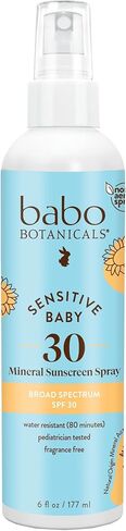 Babo Botanicals Sensitive Baby Mineral Sunscreen Spray SPF30 Natural Zinc Oxide Non Aerosol – Face & Body Fragrance Free Water Resistant For Babies & Kids Various Versions in Kuwait