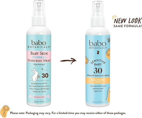 Babo Botanicals Sensitive Baby Mineral Sunscreen Spray SPF30 Natural Zinc Oxide Non Aerosol – Face & Body Fragrance Free Water Resistant For Babies & Kids Various Versions in Kuwait
