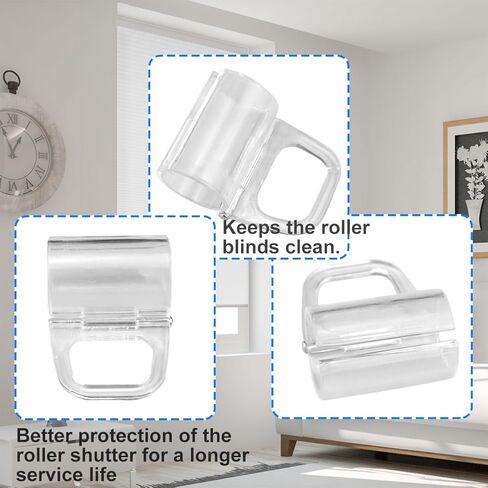 10 Pieces Lifting Clamp Pull Cordless Roller Blinds Shades Tightly Fit Transparent Handle Pull Fit 20mm Rod in Kuwait