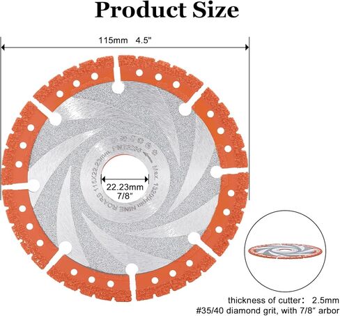 NINEROARS قطع المعادن شفرة المنشار الماس 5 بوصة 125 مم تكنولوجيا النحاس فراغ جميع الأغراض قطع عجلة لصفائح حديد التسليح زاوية معدنية الحديد الفولاذ المقاوم للصدأ (لمطحنة زاوية أربور 7/8 بوصة) in Kuwait