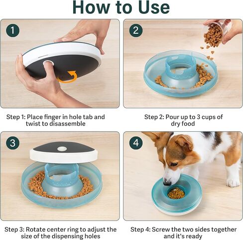 PrimePets Dog Bowls, Interactive Wobble Dog Food Dispenser, Treat Dispenser Toy, Pet Food Bowl for Dogs Cats Up to 3 Cups, Blue in Kuwait