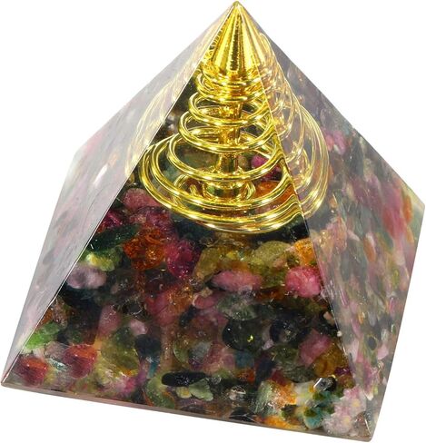 مولد طاقة إيجابية على شكل هرم كريستالي من Yatming، حجر الزبرجد الأورجونيت لتزيين المنزل للتأمل وتمثال شفاء الريكي in Kuwait