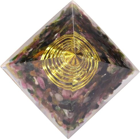 مولد طاقة إيجابية على شكل هرم كريستالي من Yatming، حجر الزبرجد الأورجونيت لتزيين المنزل للتأمل وتمثال شفاء الريكي in Kuwait