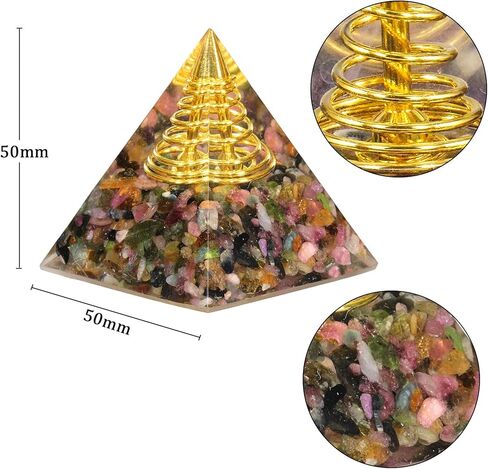 مولد طاقة إيجابية على شكل هرم كريستالي من Yatming، حجر الزبرجد الأورجونيت لتزيين المنزل للتأمل وتمثال شفاء الريكي in Kuwait
