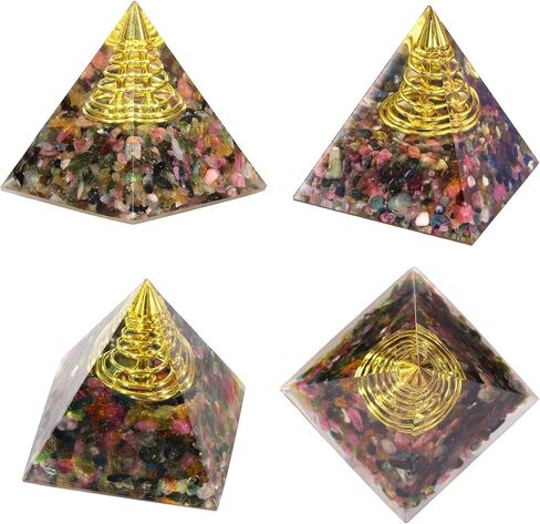 مولد طاقة إيجابية على شكل هرم كريستالي من Yatming، حجر الزبرجد الأورجونيت لتزيين المنزل للتأمل وتمثال شفاء الريكي in Kuwait