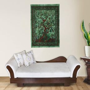 Craft Trade Tapestry Wall Hanging Asthetic Psychedelic Hippie Boho Green Tree of Life Tapestries for Bedroom Indian Floral Design Cotton Bedspread Picnic Sheet Wall Art Decor 30x40 Inches (76x101 cm) in Kuwait