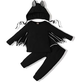 Magic Park 3M-3T Infant Baby Halloween Bat Romper Outfits Toddler Bat Clothes Kid Halloween Bodysuit T-Shirt and Pants Set