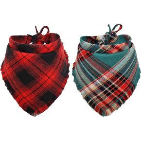 Fall Dog Bandana Autumn Thanksgiving Plaid Reversible Triangle Bibs Scarf Accessories for Dogs Pets in Kuwait