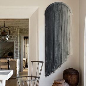 Macrame Wall Hanging Tassels Sphericity Cotton Textile Hanging Geometric Yarn Wall Art for Bedroom Living Room Decor 15.7" W x 39" L