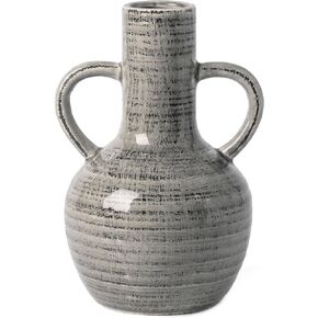 VICTOR & TERESA Ceramic Vase for Home Decor, Rustic Vintage Blue Vases for Flowers, Modern Farmhouse Decorative Vases for Pampas Grass, Mantel, Living Room,Bookshelf, Centerpieces, Home Decor 8.1inch