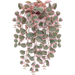 Briful Faux Hanging Plants Indoor 17'' Artificial String of Heart Plants with Semicircle Wall Mount Planter Faux Draping Vine Plants for Home Office Bathroom Hanging Decor (Green White) in Kuwait