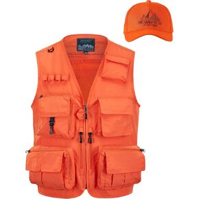 NEW VIEW Blaze Orange Hunting Vest and Logo Hat Set, Polyester Safety Vest for Hunters with Pockets in Saudi Arabia