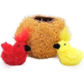 ZippyClaws Burrow - لعبة ألغاز قطيفة تفاعلية مع النعناع البري مينيز، مثالية للتحفيز الذهني، وألعاب الغميضة، وساعات من المرح للقطط والقطط - الطيور في العش in Kuwait